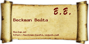 Beckman Beáta névjegykártya
