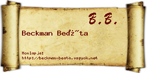 Beckman Beáta névjegykártya